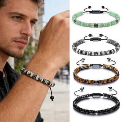 Bracelet Sliding Knot Bead Closure Wristband Fits 6-9 Inch Wrists Natural Imitation Obsidian Stress Relief Energy Healing