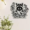 Rustproof Metal Wall Art Raccoon and Rose Sculpture Indoor Outdoor Decor Valentine Wedding Gift