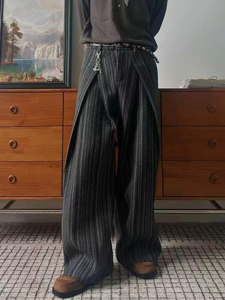 2026 Trend Striped Wool Pleated Casual Pants - Versatile, Simple, Lazy Style