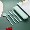 Nordic Style Plastic Cutlery Set with Box Knife Fork Spoon Chopsticks Travel Flatware Outdoor Tableware Utensils