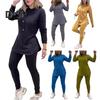 2 Teile/Satz Damen Oberteile Hosen Set Mit Kapuze Lange Ärmel Einfarbig Schlitz Saum Sweatshirt Elastische Taille Slim Fit Hose Sport Outfit Herbst Frühling Trainingsanzug