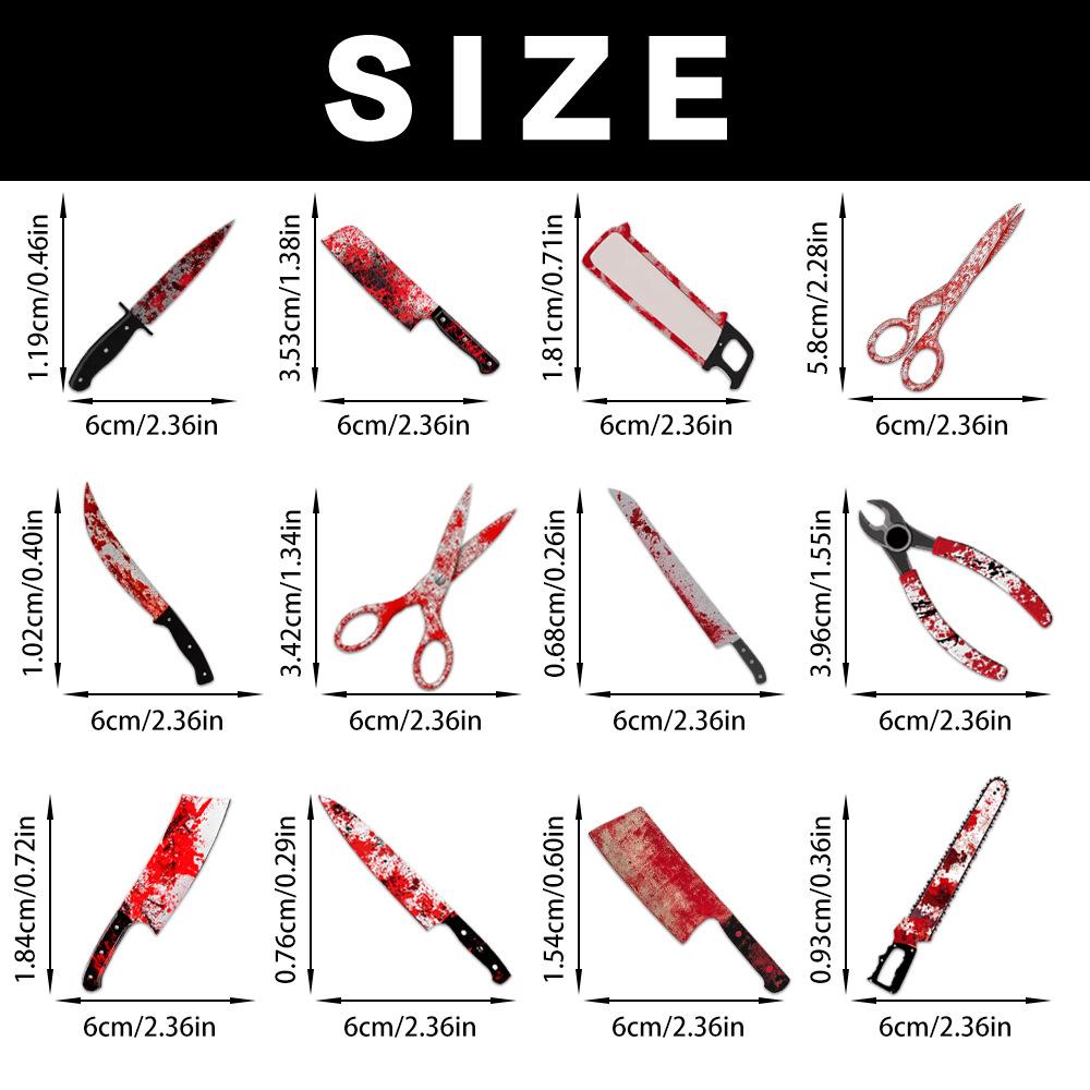 Halloween Cake Toppers – Bloody Knife & Cleaver Paper Flags for Spooky Party Cupcakes, Desserts, and Treats Decoration