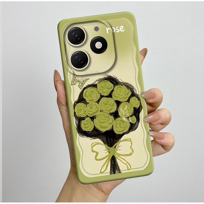 Für tecno Spark go 2024 BG6 Hülle Fundas Schöne Blumen Mattes Flüssigsilikon Schutzhülle Für Tecno SparkGO 2024 Handyhüllen