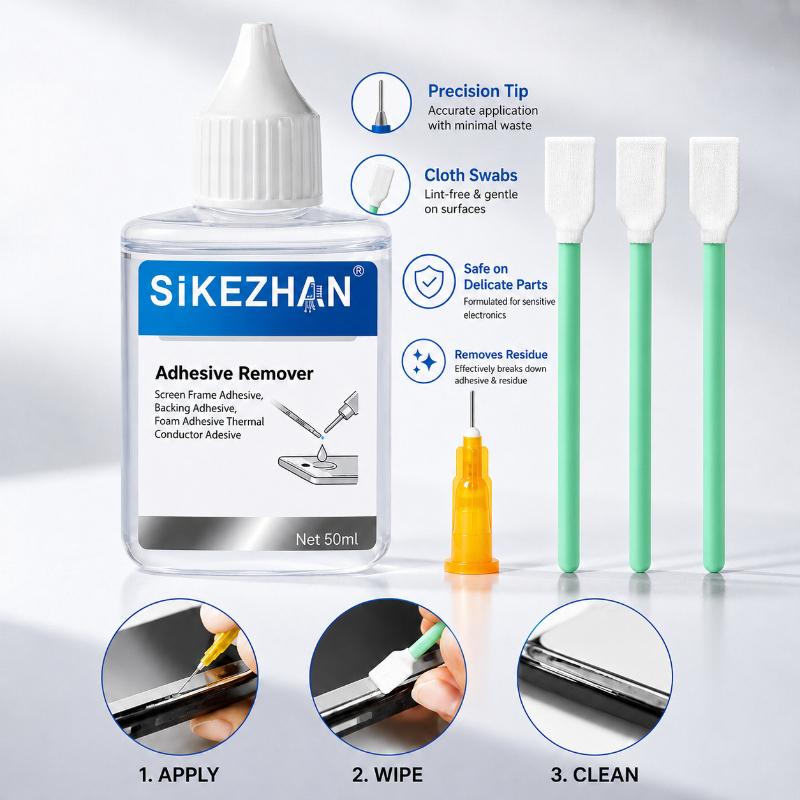SiKEZHAN LCD Screen Glue Remover Set With Needle Swabs Safe Cleaner For Mobile Phone Frame Back Thermal Foam Adhesive Removal