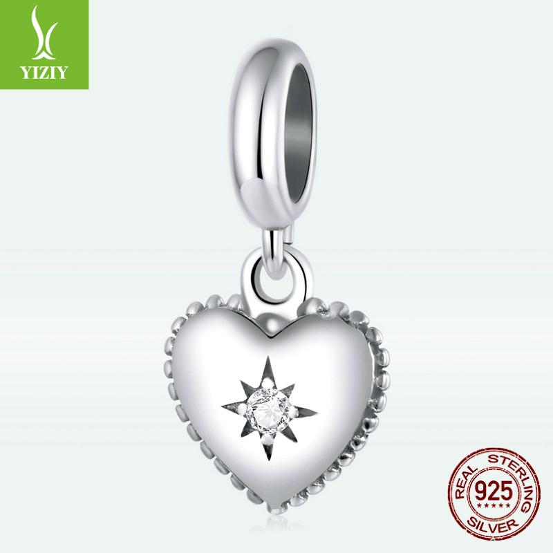 Starburst Love Diy Bracelet Pendant, Diamond Heart S925 Silver Beads Accessories Scx132