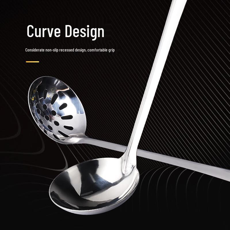 Stainless Steel Long Handle Slotted Spoon with Hook
