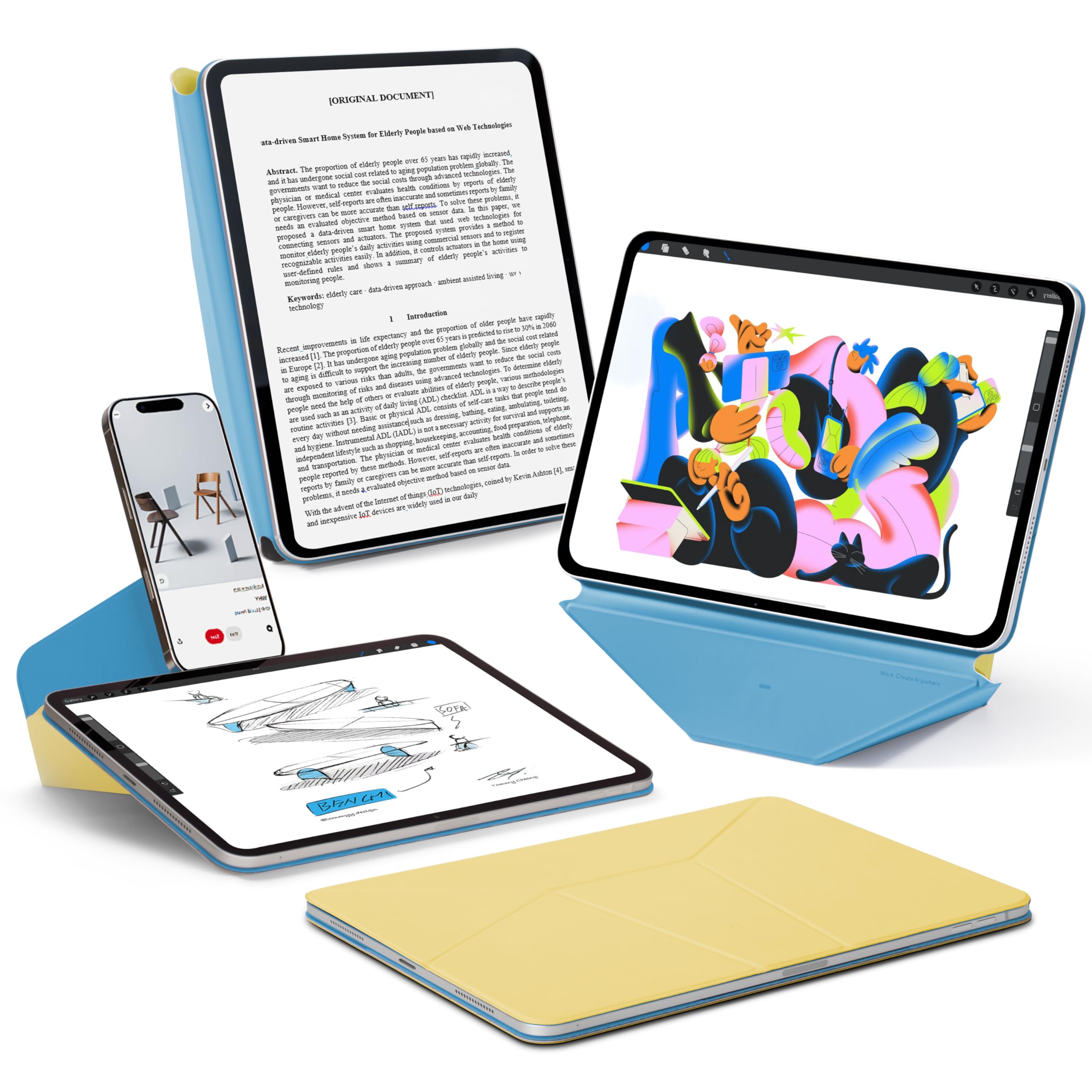 

MOFT [Официальный ритейлер] Динамический чехол-книжка для iPad Air 11 дюймов (M3/M2/5-е/4-е поколение, 2020-2025) Регулируемая подставка для планшета под разными углами, подставка для iPad для