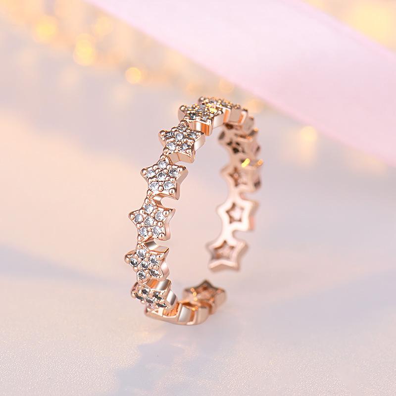 Lindon Anillo clásico de aleación de cobre con circón, joyería para mujer, regalo de fiesta de promesa de boda