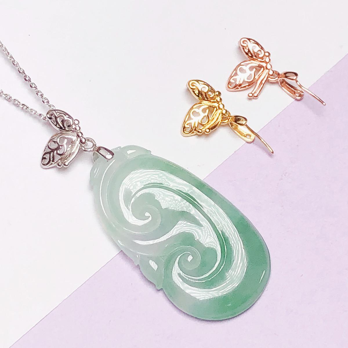 

925 Sterling Silver Handmade Women s Jade Pendant Bail Clip платиновый