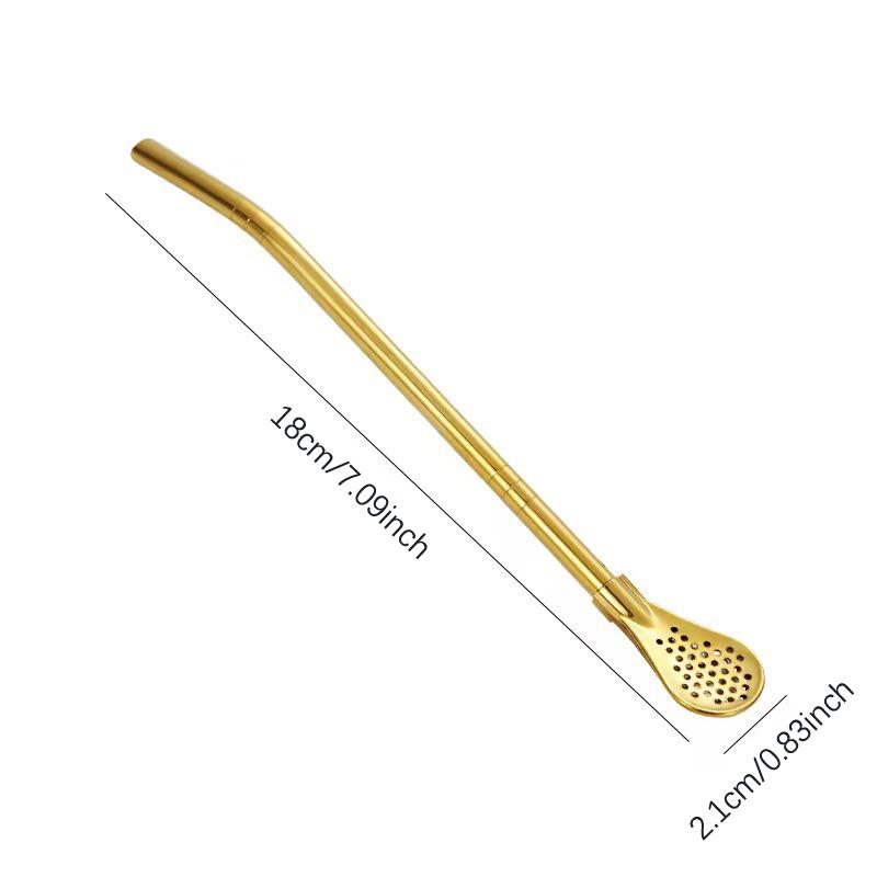 Colorful 304 Stainless Steel Tea Drinking Straws Spoon Yerba Mate Tea Filter Reusable Metal Kitchen Bar Milk Tea Stirring Spoon