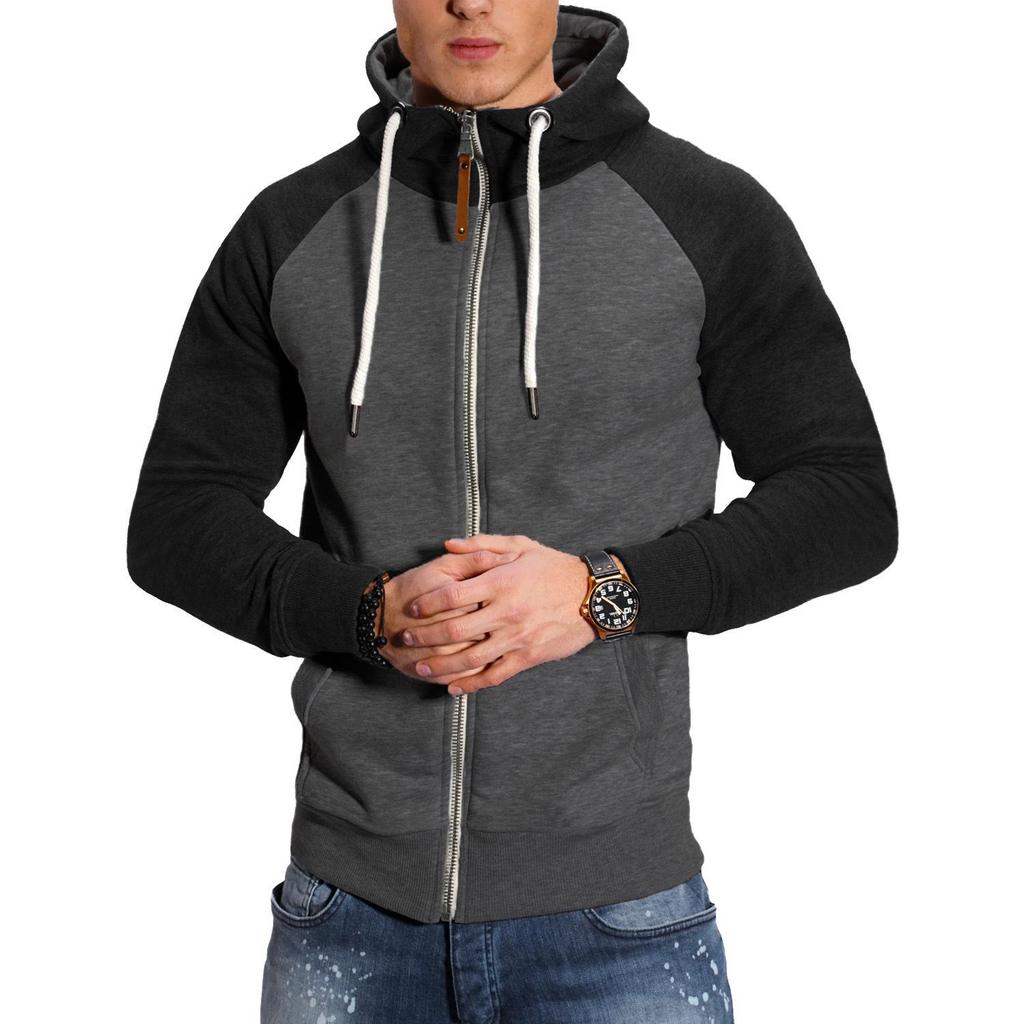 Europäisches Herren Color Block Sport-Sweatshirt - Lässiger Raglanärmel-Cardigan