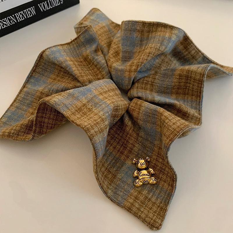 Korean Style Extra Large Intestine Scrunchie & High-End Square Scarf for Women, New 2024 Influencer Bun Hair Tie