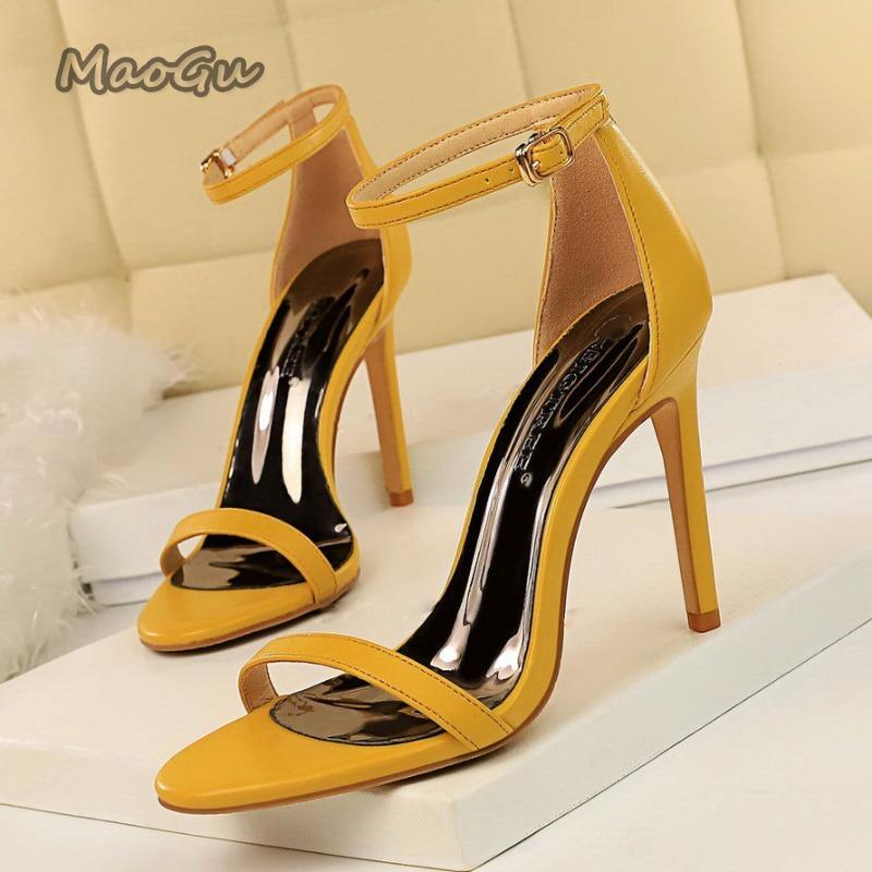 10CM High Heels Women Summer Sandals Patent Leather Ankle Strap Size34 40 Sexy Nightclub Dress Shoes Ladies High Heel Sandals