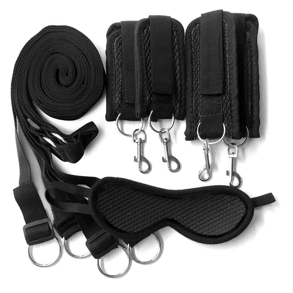 Sex Toys For Couples BDSM Bondage Set Under Bed Restraint Strap Handcuffs & Ankle Cuffs & Eye Mask Adults Games Erotic