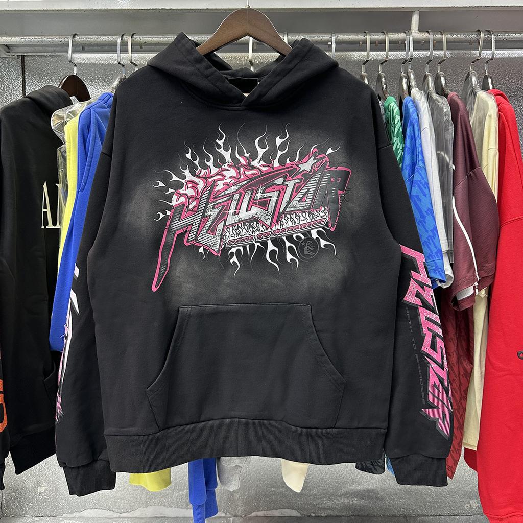 [Autumn and Winter Series] Fog High Street Washing Water Old Heavy Industry Head Printing Casual Sweater Couple Hoodie