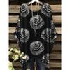 T-shirt Estiva Elegante Bohemien Bicolore da Donna con Stampa Floreale a Forma di Cuore e Farfalla, Scollo Tondo, Blusa Casual, Abbigliamento Bohemien da Donna
