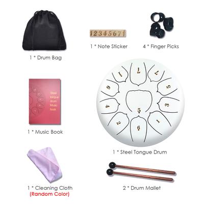 6 Inch Steel Tongue Drum 11 Notes Handpan Drum with Drum Mallet Finger Picks Percussion for Meditation Yoga