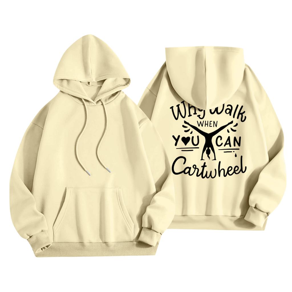 Women's Printed Round Neck Pullover Sweatshirt Hooded Drawstring Sweatshirt Top