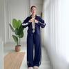2025 Cross-border European and American Women's Clothing Amazon Long-sleeved Zipper Hooded Lace-up Waist Cardigan Elastic Wide-leg Pants