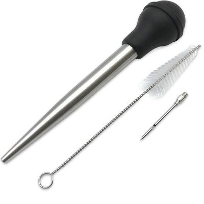 Pompa in Acciaio Inossidabile Gocciolatore d'Olio Riutilizzabile Lavabile Accessori Tubo Condimento Pollo da Interno Esterno con Spazzola per la Pulizia