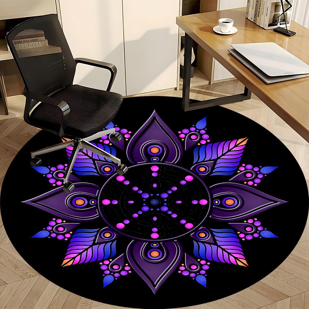 1pc Mandala Chair Carpet for Office, Soft Flannel Throw Mat, Perfect for Office, Holiday Party Decoration Choice Yy260320093
