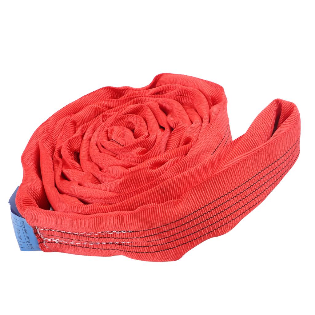 5T 2M Pas do podnoszenia, elastyczny, wzmocniony, z podwójnymi oczkami, poliestrowa lina do podnoszenia żurawiem, czerwony