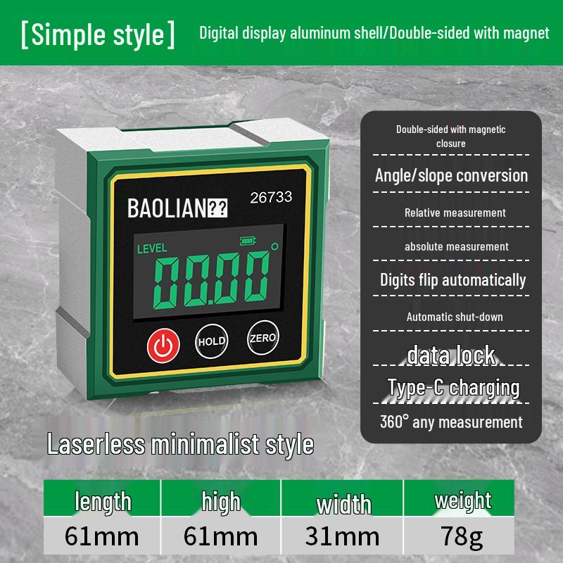 Cyfrowy inklinometr z poziomicą, laserem i magnetyczną podstawą