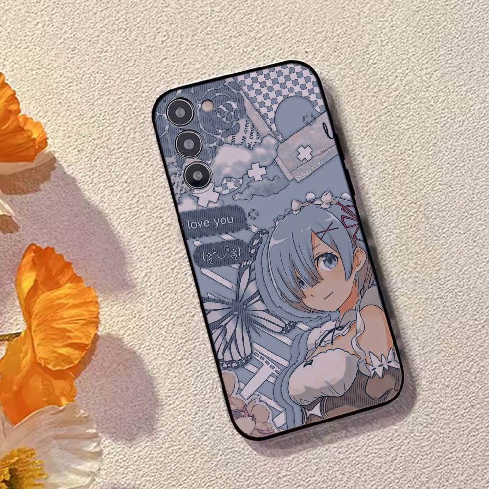 Rem Anime Girl Re Zero Phone Case For Samsung Galaxy A73,A72,A71,A70,A53,A52,A51,Others Soft Black Cover
