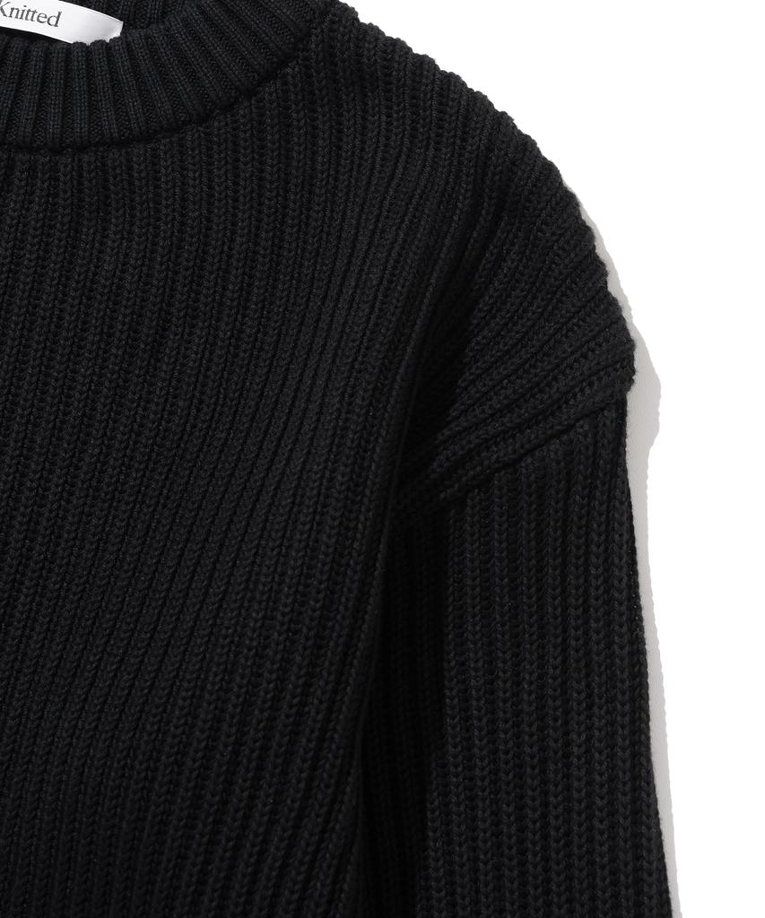 KNITTED Cotton Minimal Round Knit Black