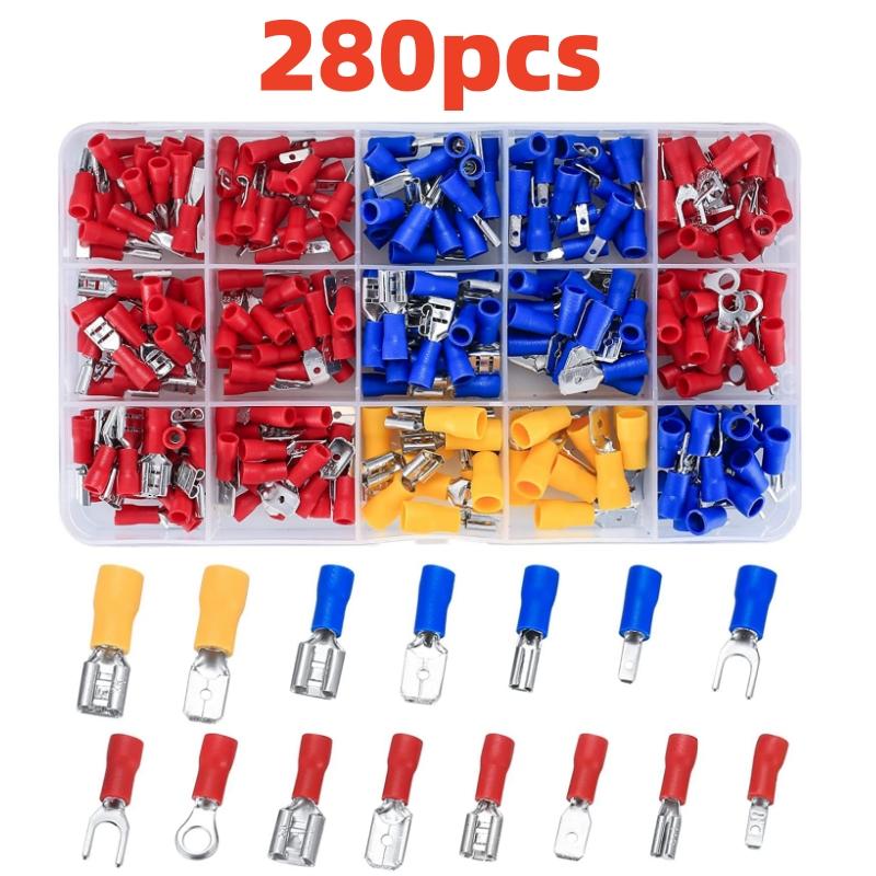 280/300PCS Cold Pressed Terminals OT/UT Circular Fork Shaped Shovel Shaped Wiring Terminals Automotive Wire Connector Kit