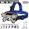 LED-Scheinwerfer, starkes Licht, superhelle Kopf-Taschenlampe, wiederaufladbar, für den Außenbereich, Nachtfischen-Scheinwerfer, 5 Lichtquellen