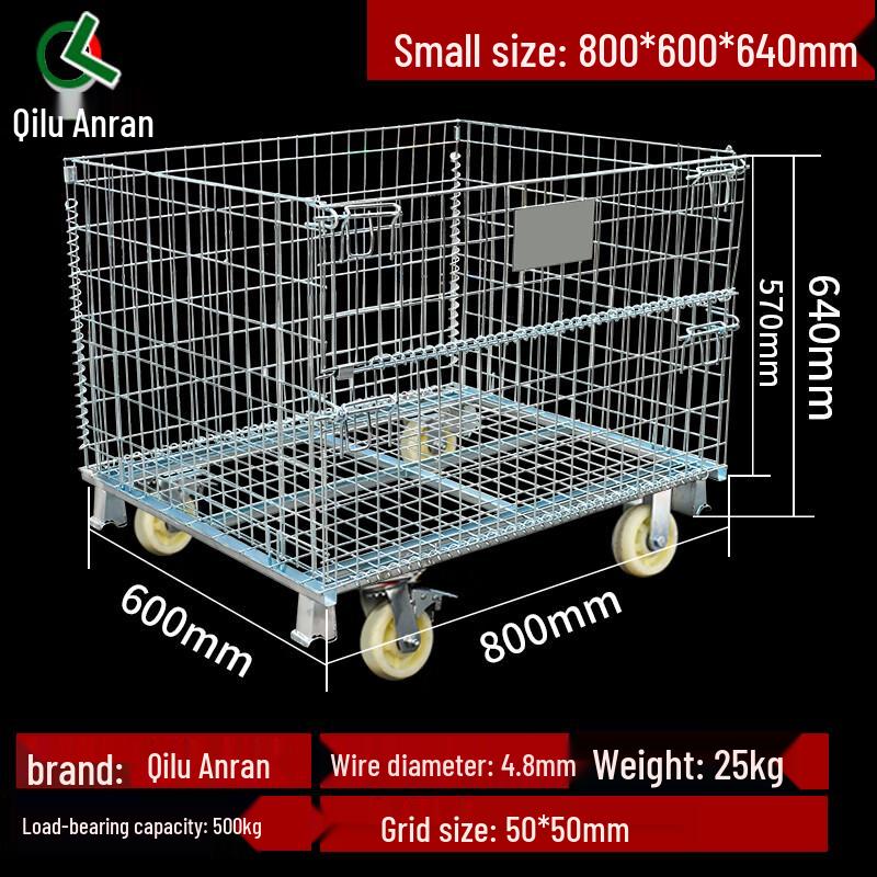 Folding Wire Mesh Storage Cage with Wheels