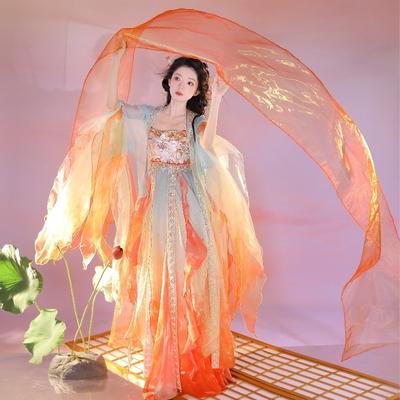 Conjunto de saia de bálsamo Hanfu feminina da Dinastia Tang comprimento até o peito bordado pesado borboleta camisa de mangas compridas saia de princesa de verão super fada