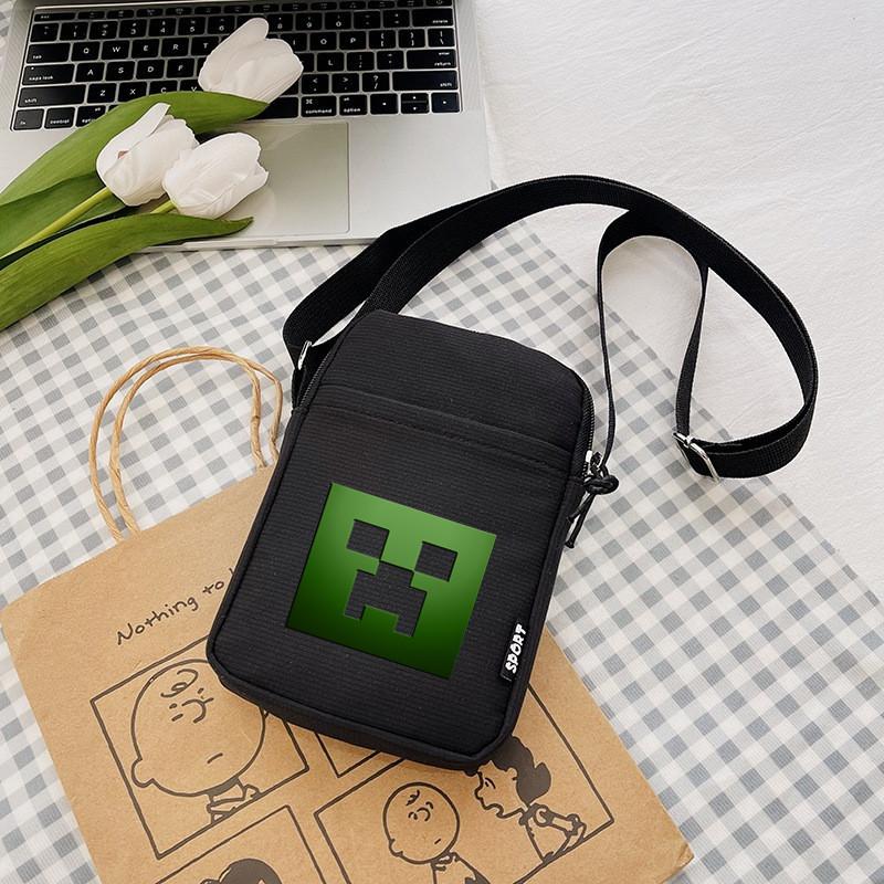 Printing Minecraft Pattern Canvas Single Shoulder Crossbody Bag Gift Fashion