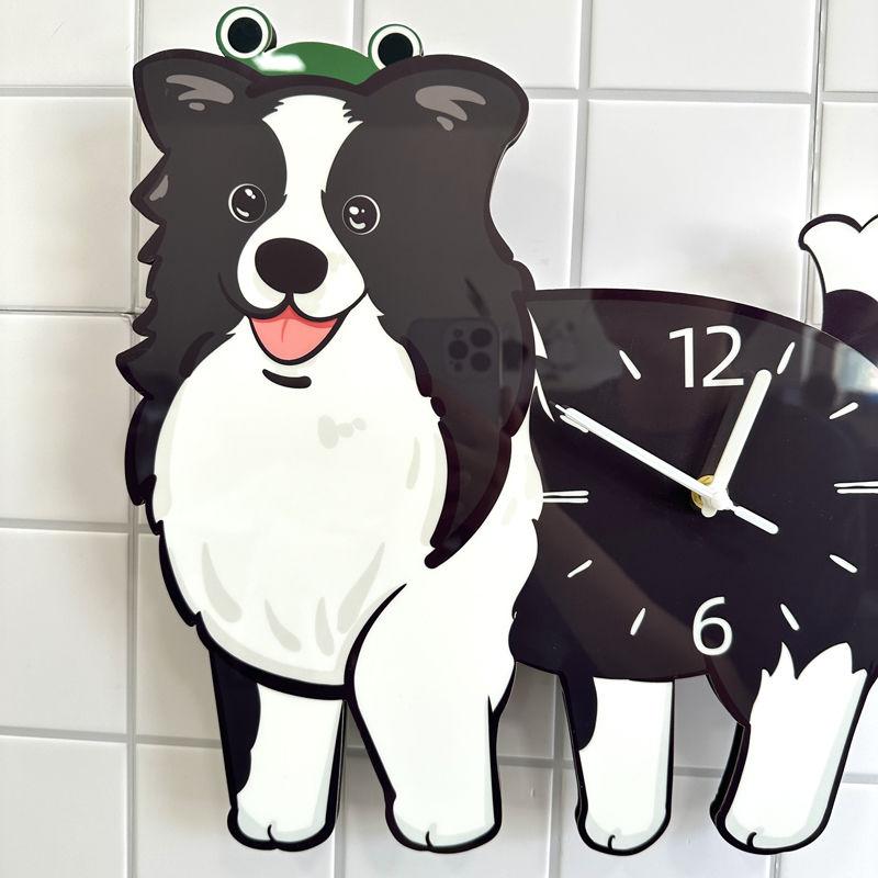 Cartoon Dog Creative Decoration Wall-mounted Clock, Living Room Pet Store Swing Style Wall Clock Ornament