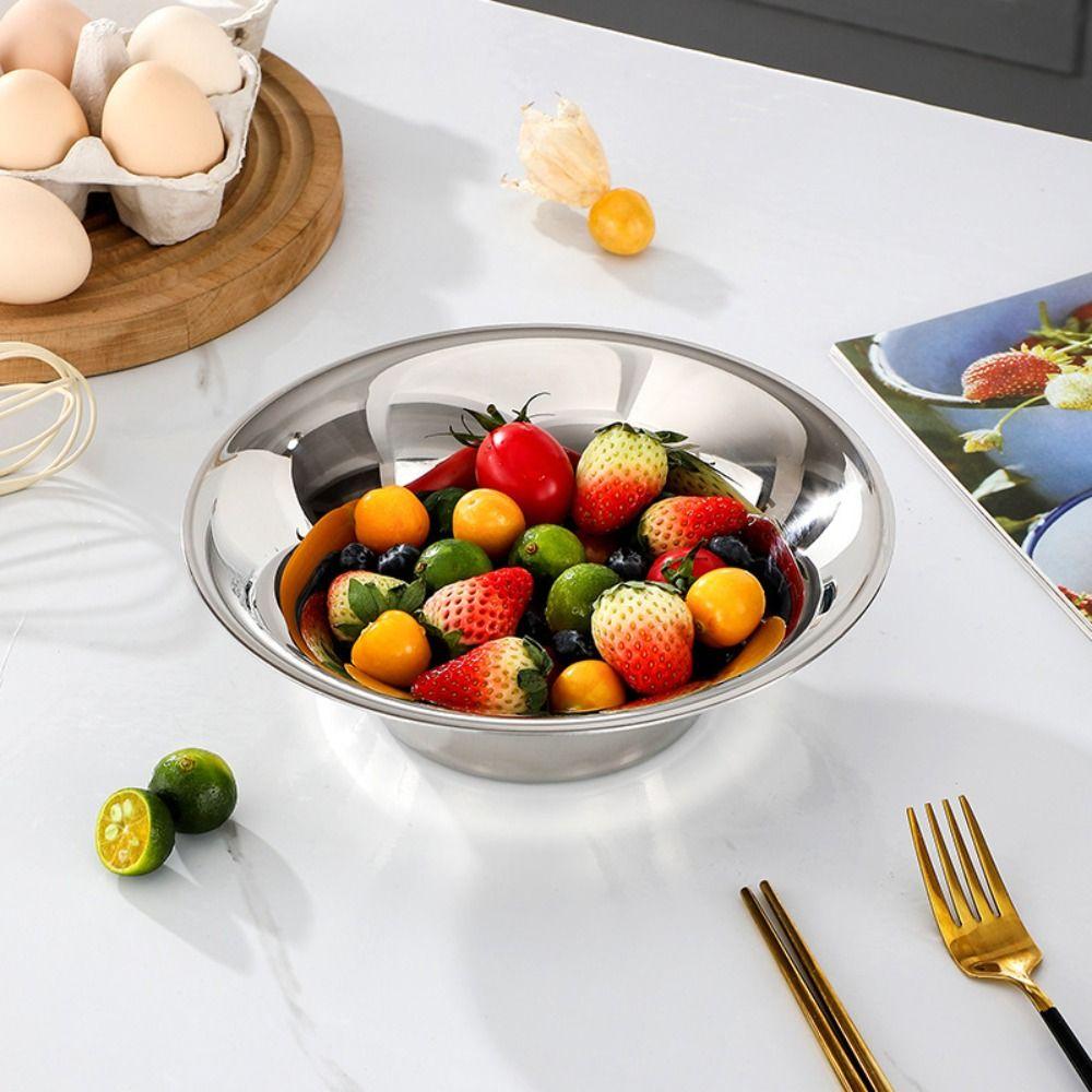 304 Stainless Steel Fruit Plate Rust-Proof Serving Dishes Premium Salad Bowl  Hotel Use