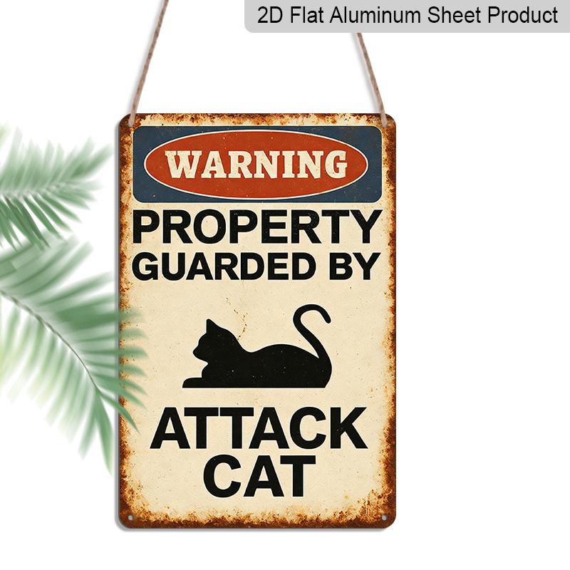 2D Flach, 1 Stück Vorsicht vor der schwarzen Katze Aluminium Kunstschild, Perfekt für Eine Lustige Wanddekoration für Außenbereiche, Wohnzimmer, Schlafzimmer, Badezimmer, Zuhause