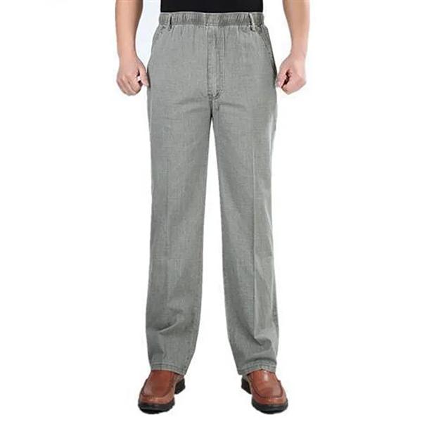 WTEMPO XL-5XL Spring Summer Autumn Winter Solid Casual Long Pants Men's Cotton Linen Elastic Mid-Waist Large Size Breathable Loose Pockets Trousers