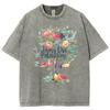 Washed Loose Tops Tees Fruit Tree Print T-Shirt Mens Streetwear Vintage Black T-Shirt Harajuku Oversized Short Sleeve