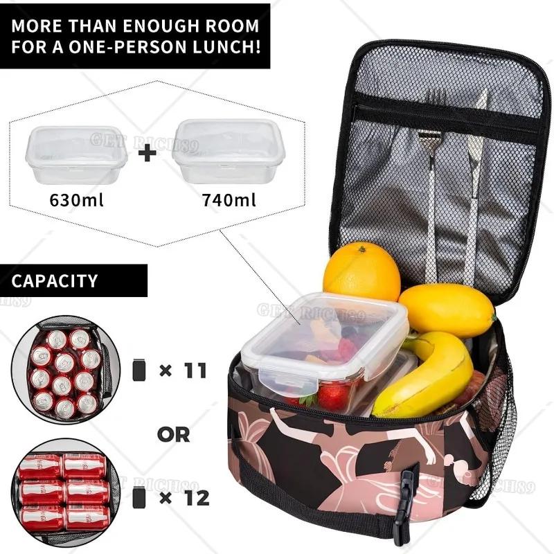Ballerinas Dancing on A Pink Lunch Bag Women Lunch Box for Men Portable Cooler Tote Bag for Work Picnic Trave