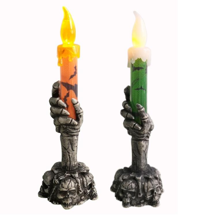 Halloween Decorative Candle Shape Decorations Scary Realistic Skull Hand