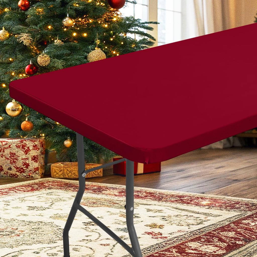 Olanly Rectangle Table Covers Outdoor Picnic Camping Waterproof Tablecloths Polyester Elastic Fitted Table Protector For Dinner
