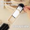 Portable Folding Hair Brush with Mirror Anti-static, Stretchable Mirror Mini Travel Size, Durable ABS Plastic Handle, Cute Bow Decorative Comb