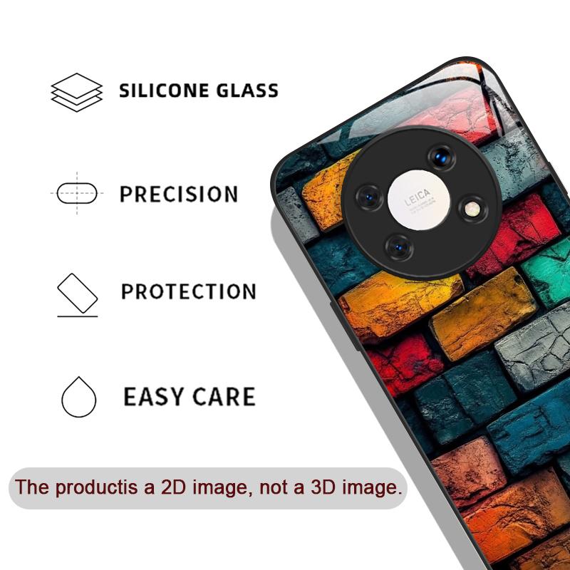 Colorful Brick Texture Printed Tempered Glass Phone Case for Xiaomi 15 Pro+ 14 Ultra 14T 13 12 11 Lite 10 11T PRO 5G Back Covers