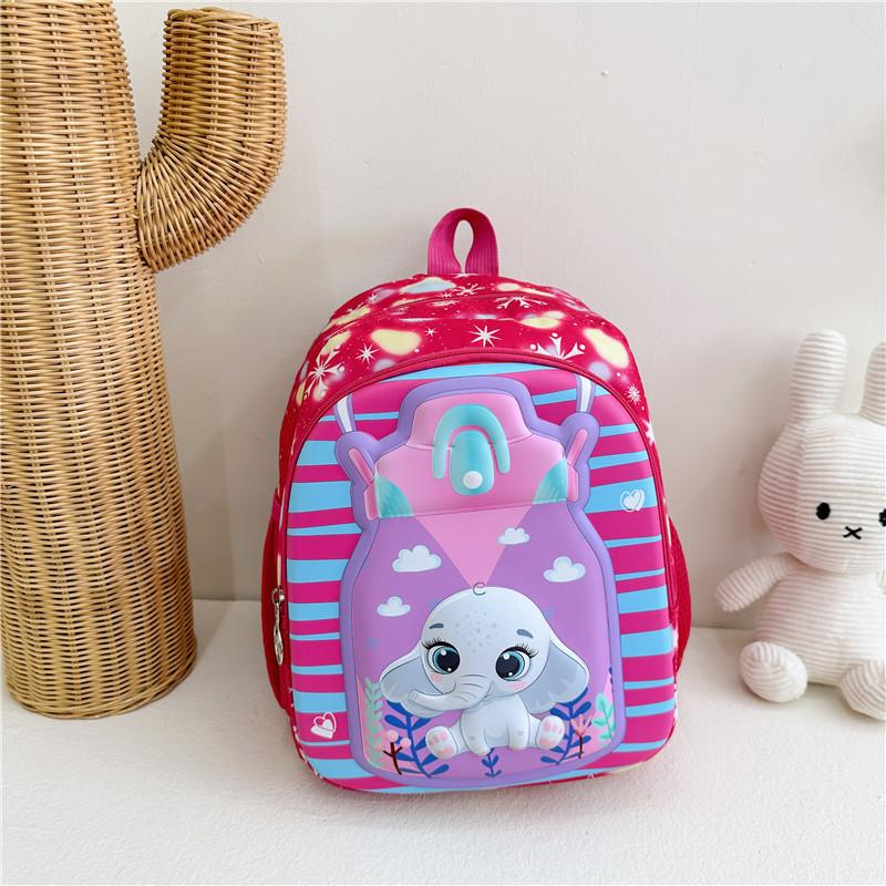 Adorable Cartoon Elephant Children Backpack Lightweight Dual Shoulder Bag For Kids красный