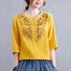 Ethnic Cotton Linen Slimming Top - Summer 2023 Women's Fashion