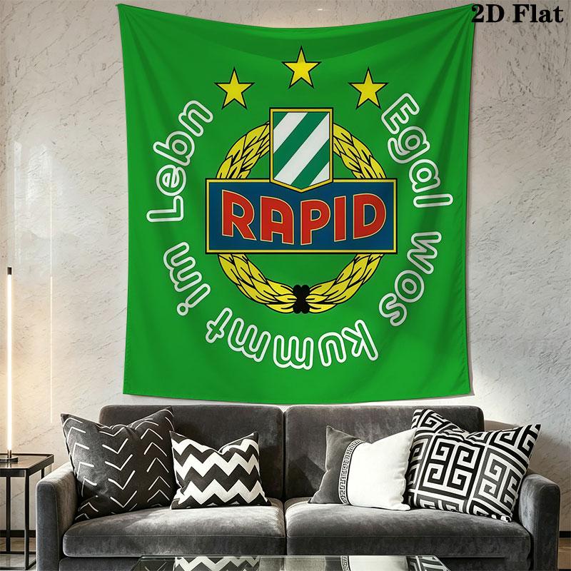 Rapid Vienna logo Wall Hanging Printed Fabric Blanket Decorative Tapestries for Bedroom Living Room Home Decor