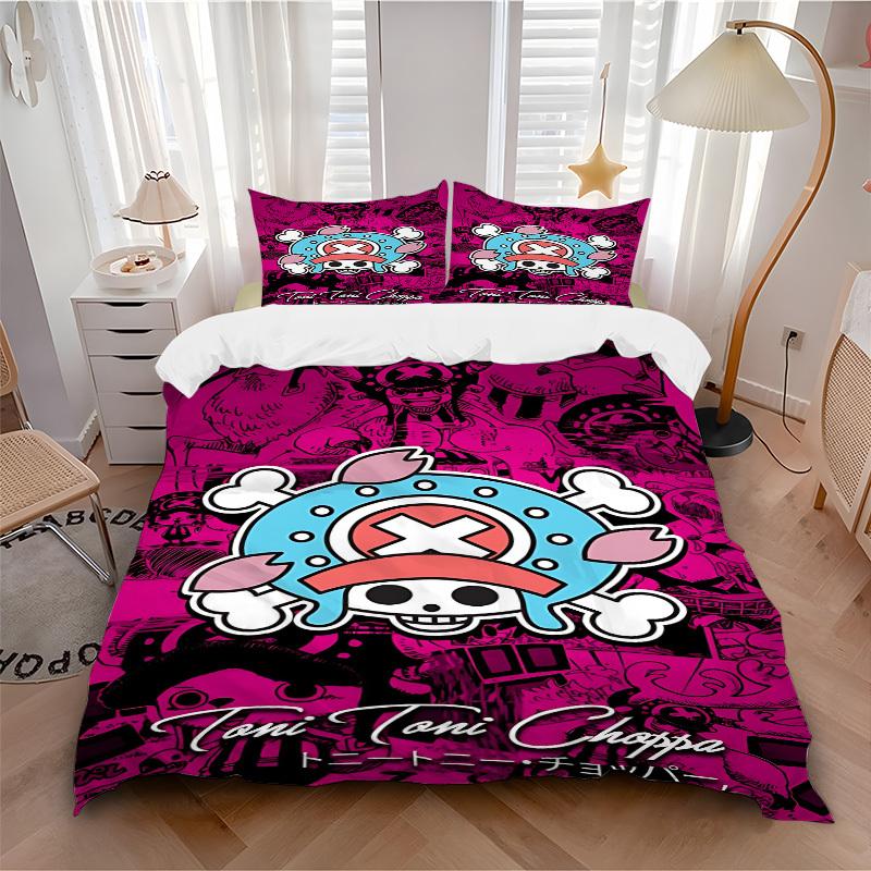 3pcs bedding set ONE PIECE Toni Chopper Includes 1 Comforter+2 Pillowcases, Without Pillow Inserts, Soft Comfortable, Lightweight Breathable207 135x200cm