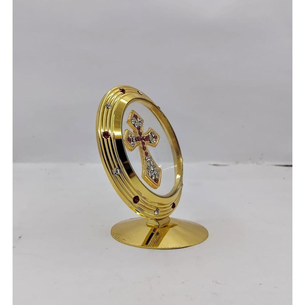 Schwebendes Kreuz in der Mitte Rote und weiße Steine Jesuskreuz Auto Armaturenbrett | Heimdeko