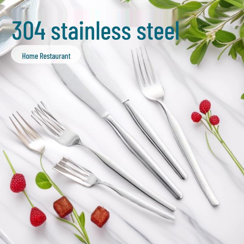 Mirror Polished 304 Stainless Steel Cutlery Set: Knife, Fork, Spoon – Ideal for Hotels and Western Restaurants